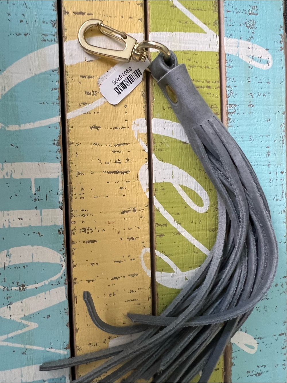 Suede Tassel Keychain Charm - Gray